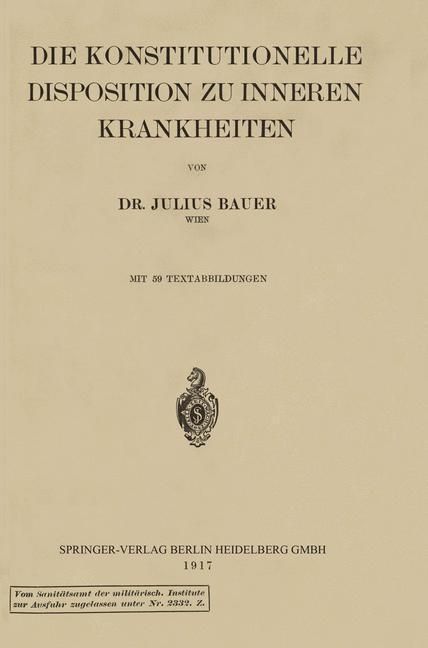 Produktbild: Die konstitutionelle Disposition zu inneren Krankheiten