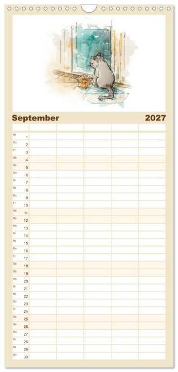 Produktbild: Familienplaner 2027 - Kleine Schnurr-Momente f&uuml;rs Herz mit 5 Spalten (Wandkalender, 21 x 45 cm) CALVENDO