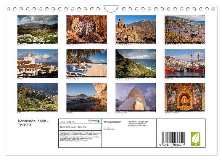 Produktbild: Kanarische Inseln - Teneriffa (Wandkalender 2026 DIN A4 quer), CALVENDO Monatskalender
