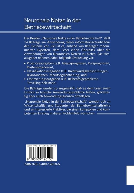 Produktbild: Neuronale Netze in der Betriebswirtschaft