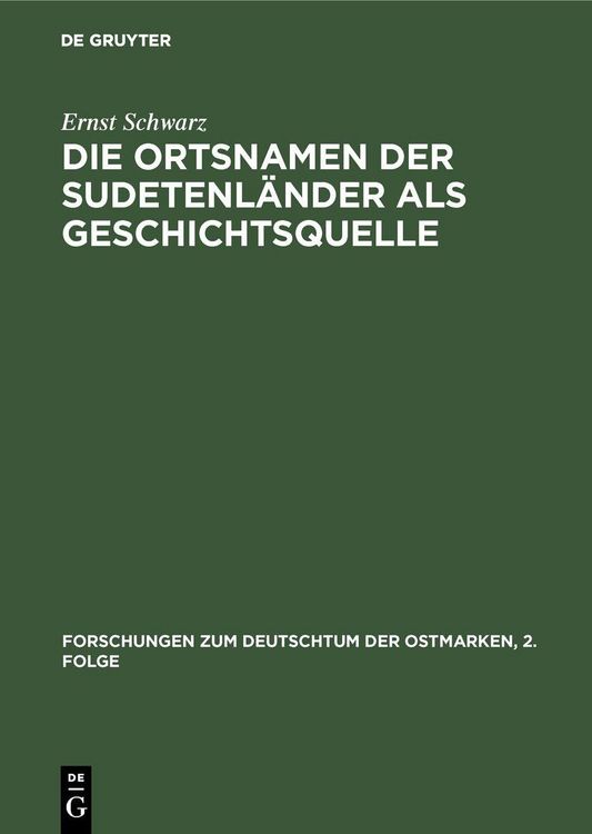 Produktbild: Die Ortsnamen der Sudetenl&auml;nder als Geschichtsquelle