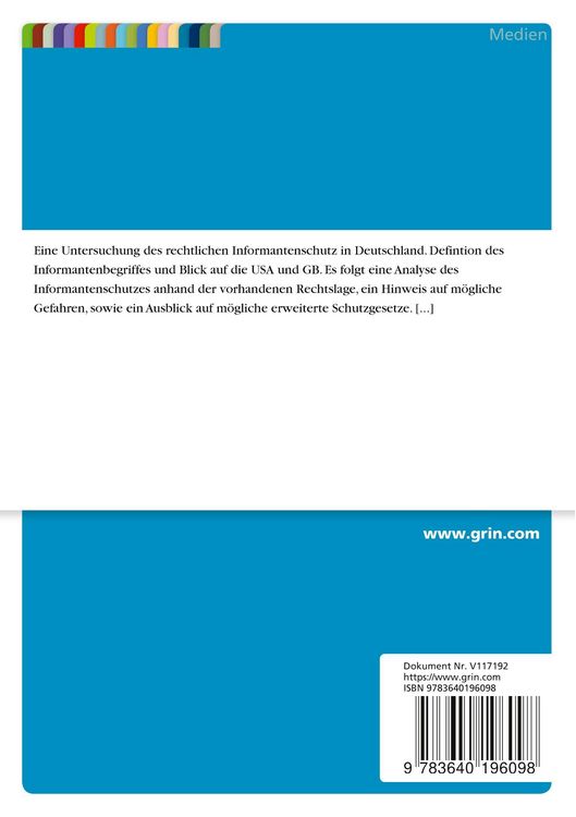 Produktbild: Rechtlicher Informantenschutz