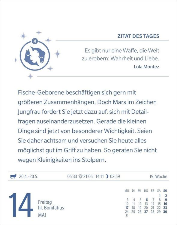 Produktbild: Fische Sternzeichenkalender 2027 - Tagesabrei&szlig;kalender - Ihr Horoskop f&uuml;r jeden Tag
