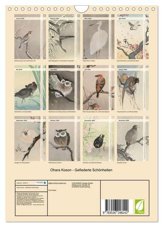 Produktbild: Ohara Koson - Gefiederte Sch&ouml;nheiten (Wandkalender 2026 DIN A4 hoch), CALVENDO Monatskalender
