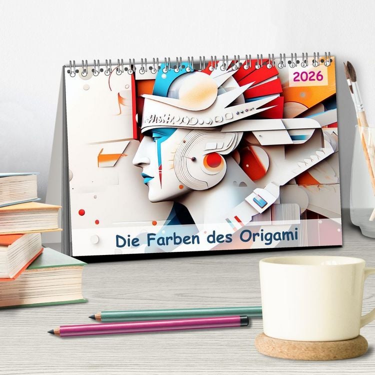 Produktbild: Die Farben des Origami (Tischkalender 2026 DIN A5 quer), CALVENDO Monatskalender