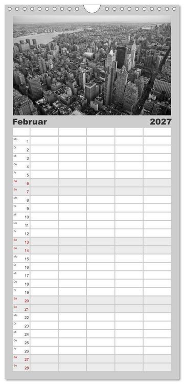 Produktbild: Familienplaner 2027 - New York &ndash; The Big Apple mit 5 Spalten (Wandkalender, 21 x 45 cm) CALVENDO