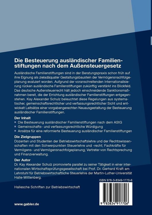 Produktbild: Die Besteuerung ausl&auml;ndischer Familienstiftungen nach dem Au&szlig;ensteuergesetz