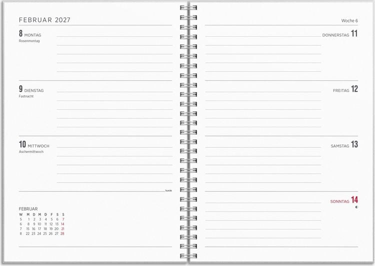 Produktbild: Kalender 26/27 Senator A5 Textil Hellgrau