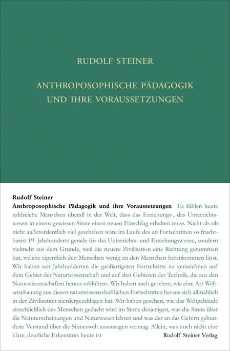 Bild vom Artikel Anthroposophische Pädagogik und ihre Voraussetzungen vom Autor Rudolf Steiner