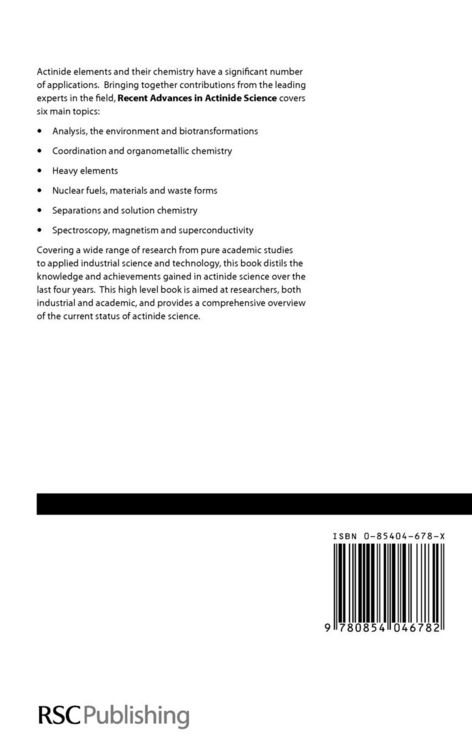 Produktbild: Recent Advances In Actinide Science