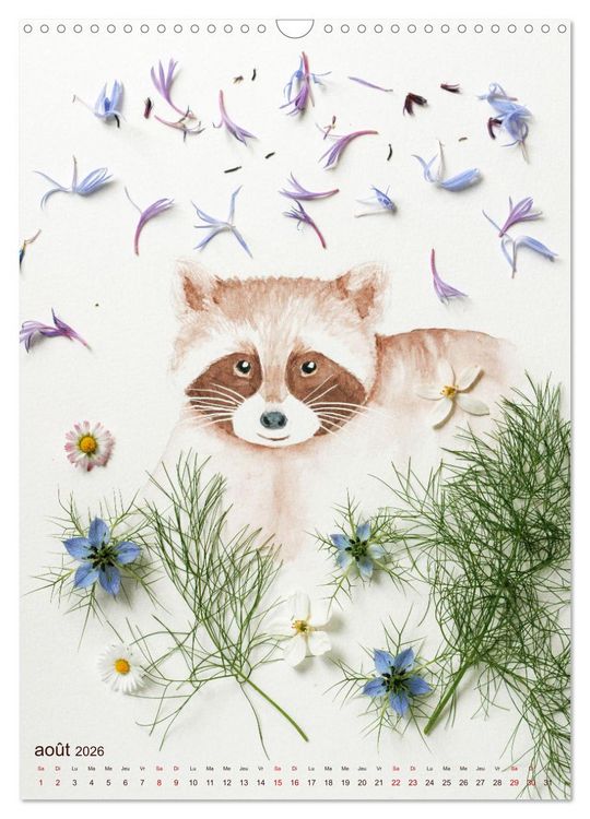 Produktbild: Animaux &agrave; l'aquarelle et v&eacute;g&eacute;taux (Calendrier mural 2026 DIN A3 horizontal), CALVENDO calendrier mensuel