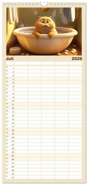 Produktbild: Familienplaner 2026 - Lustige K&auml;tzchen mit 5 Spalten (Wandkalender, 21 x 45 cm) CALVENDO