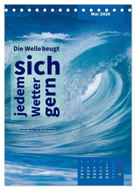 Produktbild: Verr&uuml;ckt nach MEER - Wellen - Strand - Zitate (Tischkalender 2026 DIN A5 hoch), CALVENDO Monatskalender
