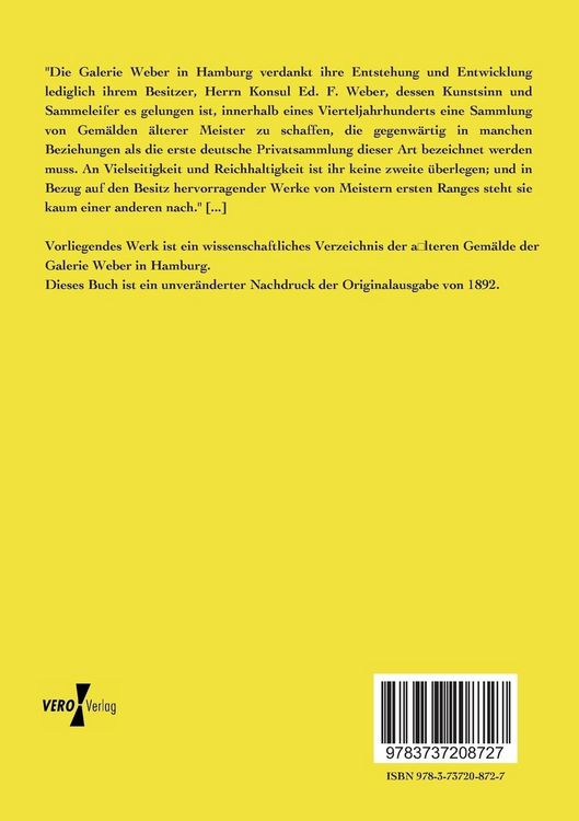 Produktbild: Wissenschaftliches Verzeichnis der &auml;lteren Gem&auml;lde der Galerie Weber in Hamburg