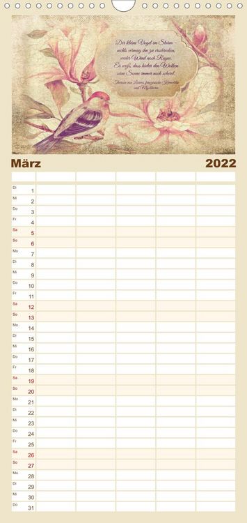 Produktbild: Poetische Romantik - Familienplaner hoch (Wandkalender 2022 , 21 cm x 45 cm, hoch)