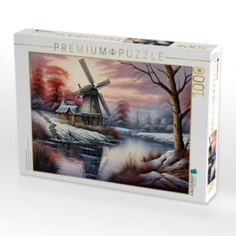 Produktbild: CALVENDO Puzzle Windm&uuml;hle im ersten Frost | 1000 Teile Lege-Gr&ouml;&szlig;e 64x48cm Foto-Puzzle f&uuml;r gl&uuml;ckliche Stunden