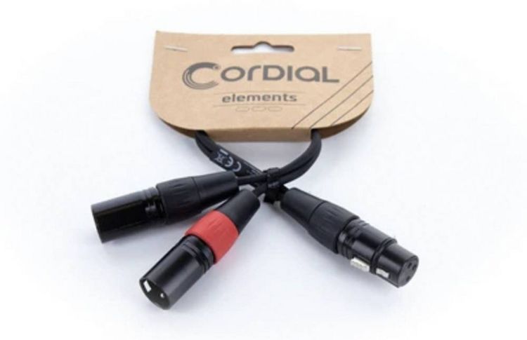 Produktbild: Cordial EY 0,3 FMM XLR Y-Adapter [1x XLR-Buchse 3 polig - 2x XLR-Stecker 3 polig] 0.30 m Schwarz