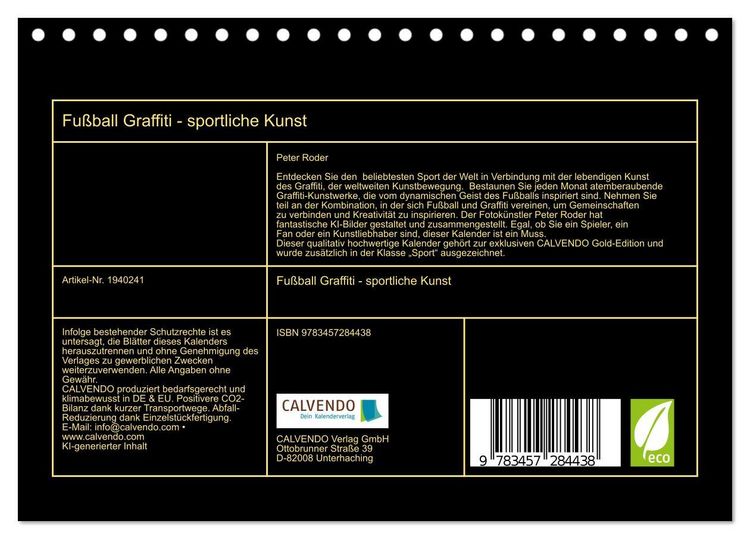Produktbild: Fu&szlig;ball Graffiti - sportliche Kunst (Tischkalender 2026 DIN A5 quer), CALVENDO Monatskalender