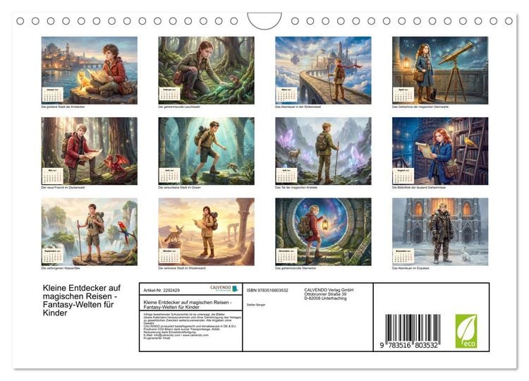 Produktbild: Kleine Entdecker auf magischen Reisen - Fantasy-Welten f&uuml;r Kinder (Wandkalender 2027 DIN A4 quer), CALVENDO Monatskalender