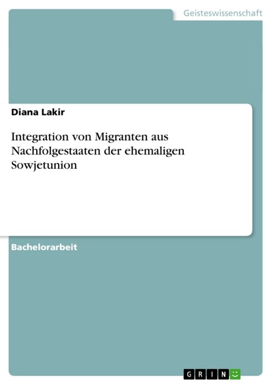 Produktbild: Integration von Migranten aus Nachfolgestaaten der ehemaligen Sowjetunion