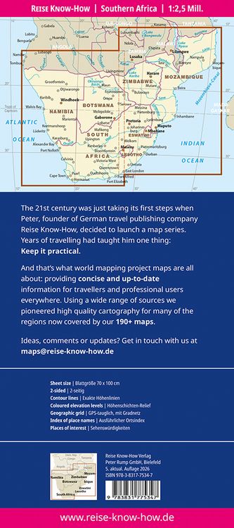 Produktbild: Reise Know-How Landkarte S&uuml;dliches Afrika (1:2.500.000)