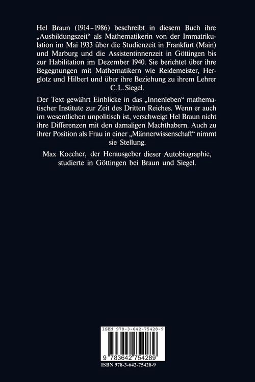 Produktbild: Eine Frau und die Mathematik 1933&ndash;1940