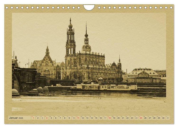 Produktbild: Dresden - Ein Kalender im Zeitungsstil (Wandkalender 2026 DIN A4 quer), CALVENDO Monatskalender