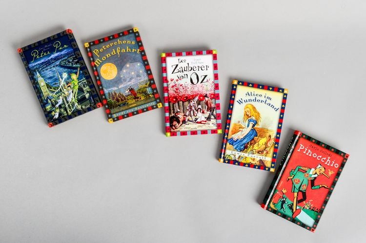 Produktbild: Die sch&ouml;nsten Kinderbuchklassiker: Peter Pan - Peterchens Mondfahrt - Der Zauberer von Oz - Alice im Wunderland - Pinocchio (5 B&auml;nde in Kassette)