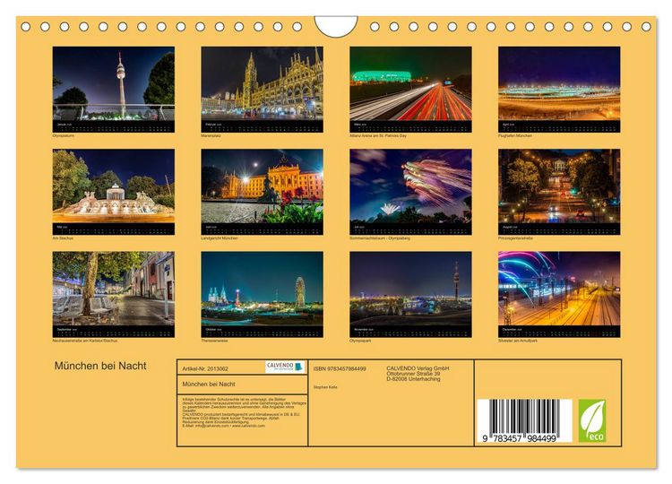 Produktbild: M&uuml;nchen bei Nacht (Wandkalender 2026 DIN A4 quer), CALVENDO Monatskalender