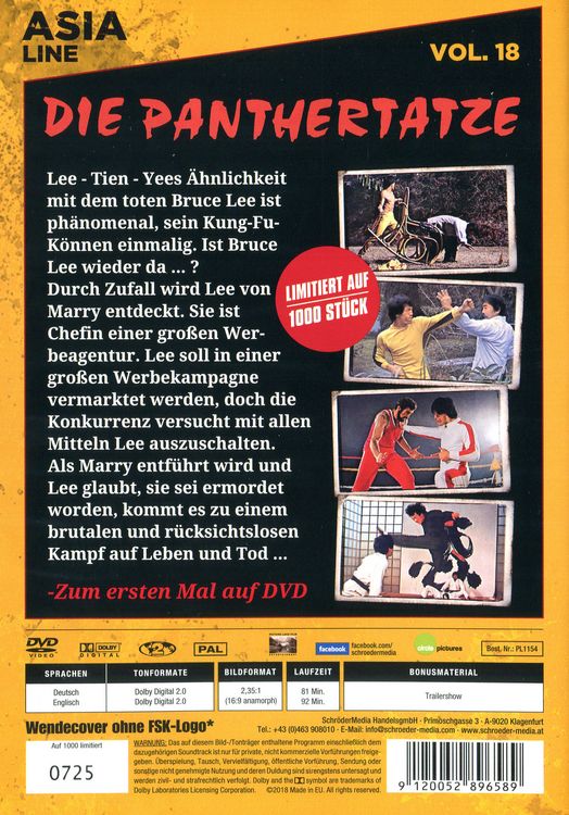 Produktbild: Asia Line: Die Panthertatze - Sein gef&auml;hrlichster Auftrag / Vol. 18 [Limited Edition]