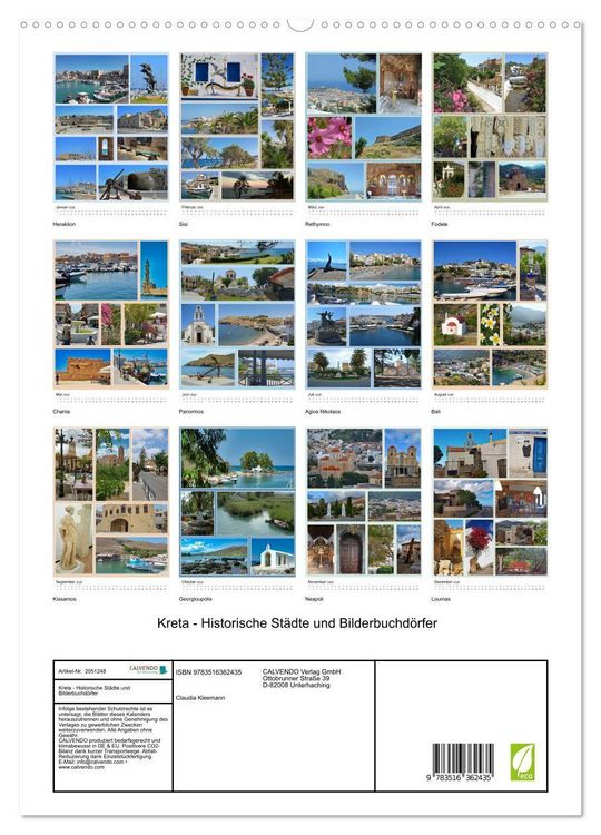 Produktbild: Kreta - Historische St&auml;dte und Bilderbuchd&ouml;rfer (Wandkalender 2026 DIN A2 hoch), CALVENDO Monatskalender