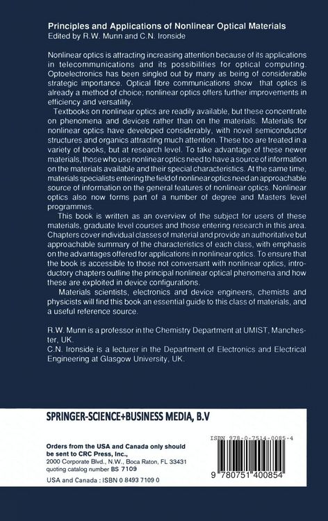 Produktbild: Principles and Applications of Nonlinear Optical Materials