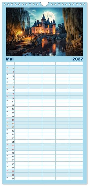 Produktbild: Familienplaner 2027 - Romantische Ritterburgen mit 5 Spalten (Wandkalender, 21 x 45 cm) CALVENDO
