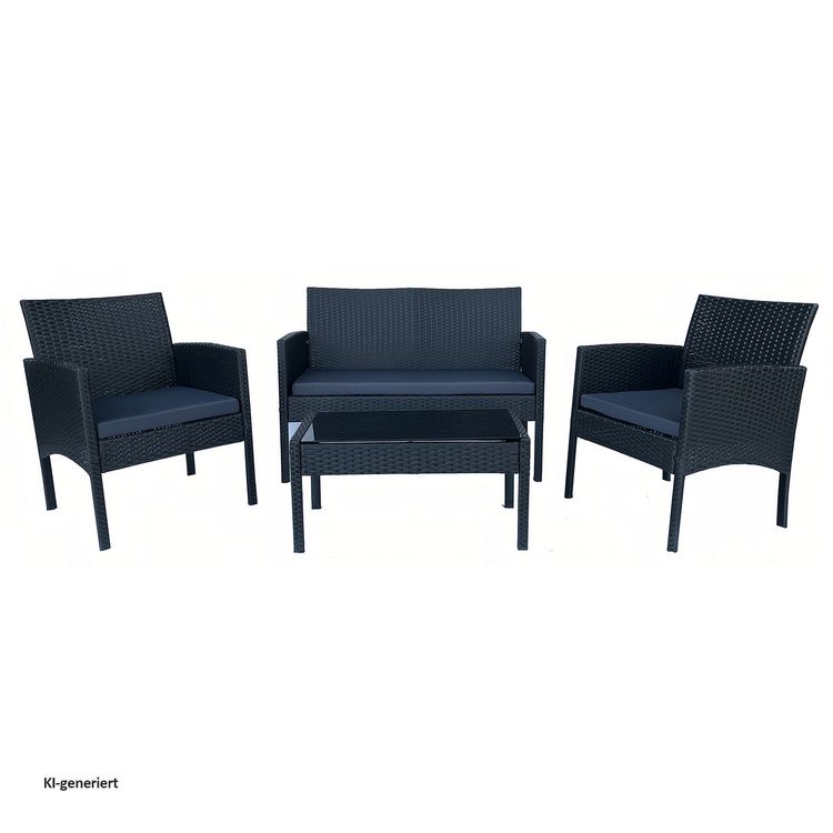 Produktbild: HTI-Living 4-teiliges Polyrattan Lounge-Set mit Tisch 4-teiliges Polyrattan Lounge-Set mit Tisch