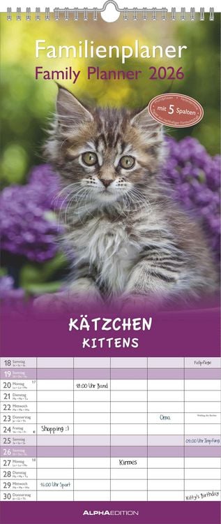 Bild vom Artikel Kätzchen 2026 Familienplaner - Familienkalender - Wandkalender - 19,5x45 vom Autor Alpha Edition