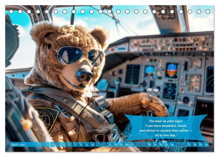 Produktbild: Funny charming animals as pilots (Desk Calendar 2026 DIN A5 landscape), CALVENDO 12 Month DeskCalendar