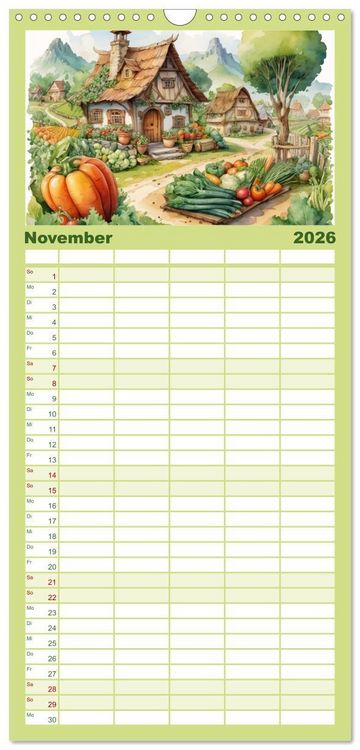 Produktbild: Familienplaner 2026 - Gem&uuml;siges - Reise ins Land des Gem&uuml;ses mit 5 Spalten (Wandkalender, 21 x 45 cm) CALVENDO