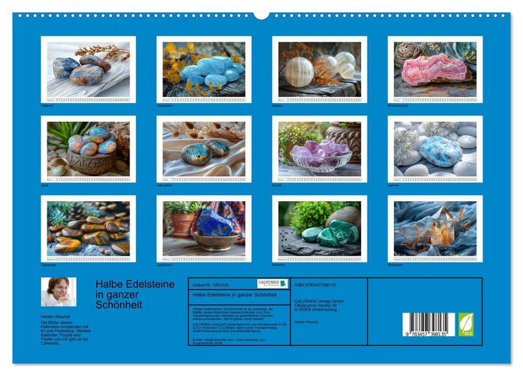 Produktbild: Halbe Edelsteine in ganzer Sch&ouml;nheit (hochwertiger Premium Wandkalender 2026 DIN A2 quer), Kunstdruck in Hochglanz