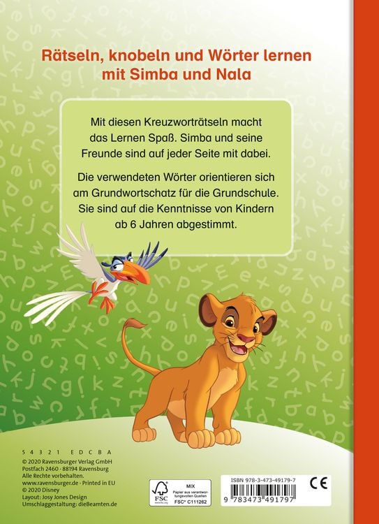 Produktbild: Disney Der König der Löwen - Kreuzworträtsel zum Lesenlernen