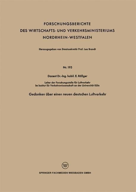 Produktbild: Gedanken &uuml;ber einen neuen deutschen Luftverkehr