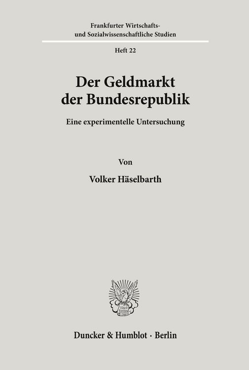 Produktbild: Der Geldmarkt der Bundesrepublik.