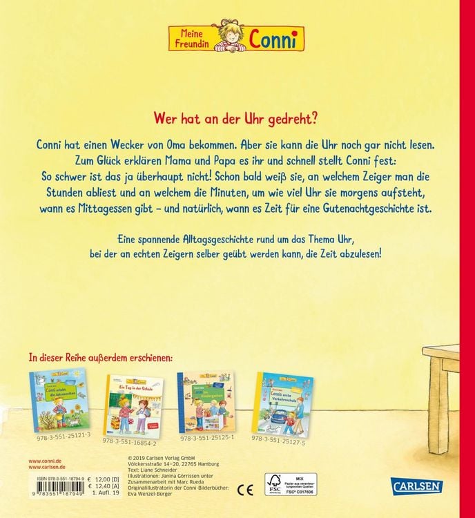 Produktbild: Conni-Pappbilderbuch: Conni lernt die Uhrzeit
