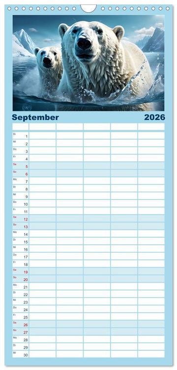 Produktbild: Familienplaner 2026 - Im magischen Land der Eisb&auml;ren mit 5 Spalten (Wandkalender, 21 x 45 cm) CALVENDO