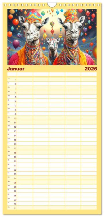 Produktbild: Familienplaner 2026 - Zirkusfantasien - Bezaubernd fremdartig mit 5 Spalten (Wandkalender, 21 x 45 cm) CALVENDO