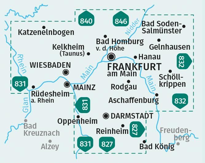 Produktbild: KOMPASS Wanderkarten-Set 828 Frankfurt u.Umgebung (2 Karten) 1:50.000