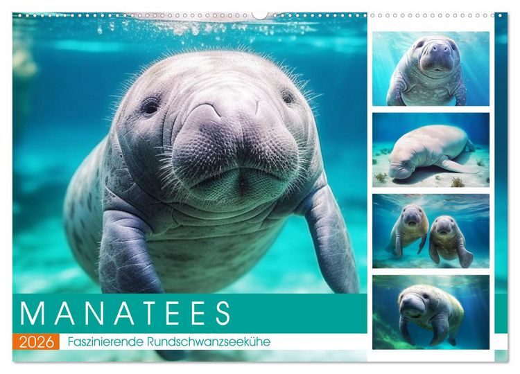 Produktbild: Manatees. Faszinierende Rundschwanzseek&uuml;he (Wandkalender 2026 DIN A2 quer), CALVENDO Monatskalender
