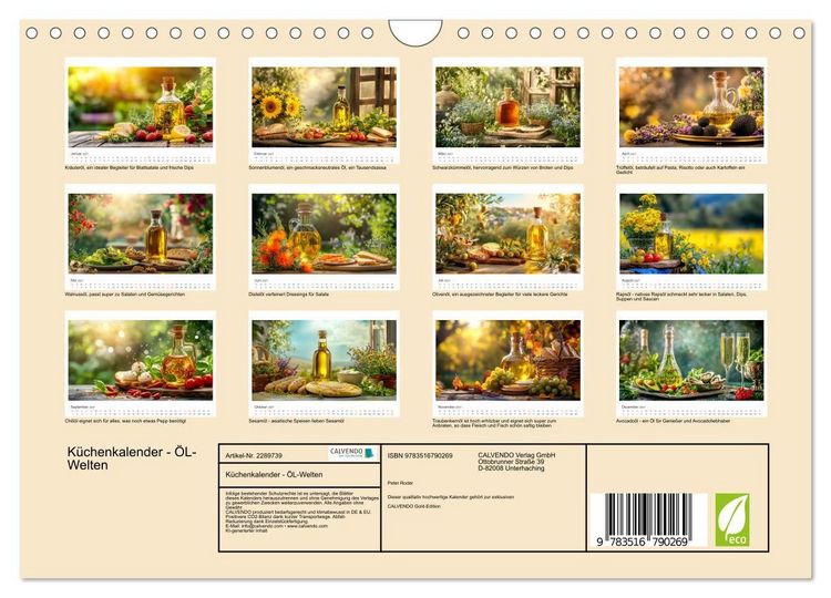 Produktbild: K&uuml;chenkalender - &Ouml;L-Welten (Wandkalender 2027 DIN A4 quer), CALVENDO Monatskalender