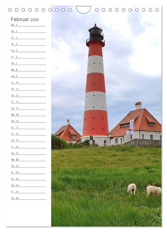 Produktbild: Leuchtender Geburtstagskalender - Leuchtt&uuml;rme an Ost-und Nordsee (Wandkalender 2026 DIN A4 hoch), CALVENDO Monatskalender