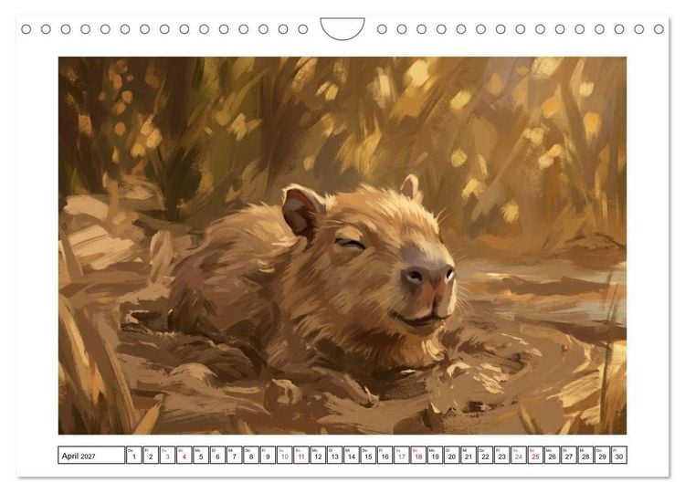 Produktbild: Capybara &ndash; Ein Nachmittag am Fluss (Wandkalender 2027 DIN A4 quer), CALVENDO Monatskalender