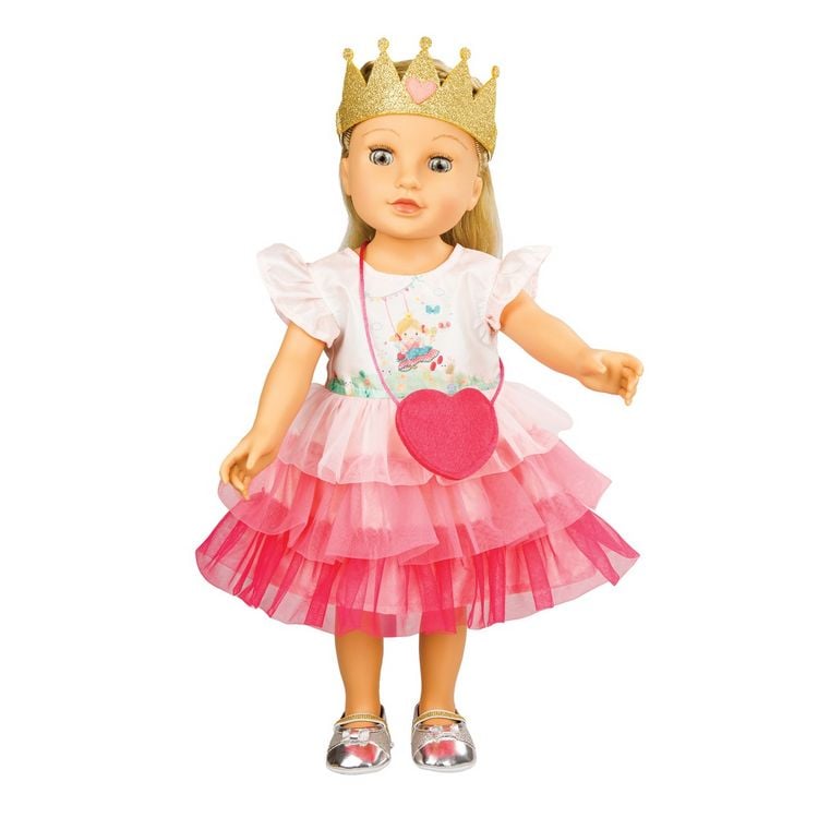 Produktbild: Puppenkleid ''Prinzessin Emily'' mit Herztasche und Krone, Gr. 35-45 cm